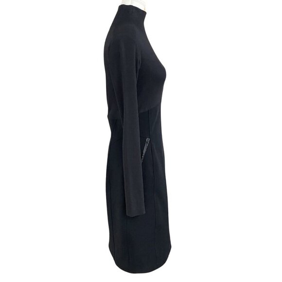 MARC CAIN SPORT BLACK RIBBED TURTLENECK SHEATH DRESS - M - Picture 2 of 12